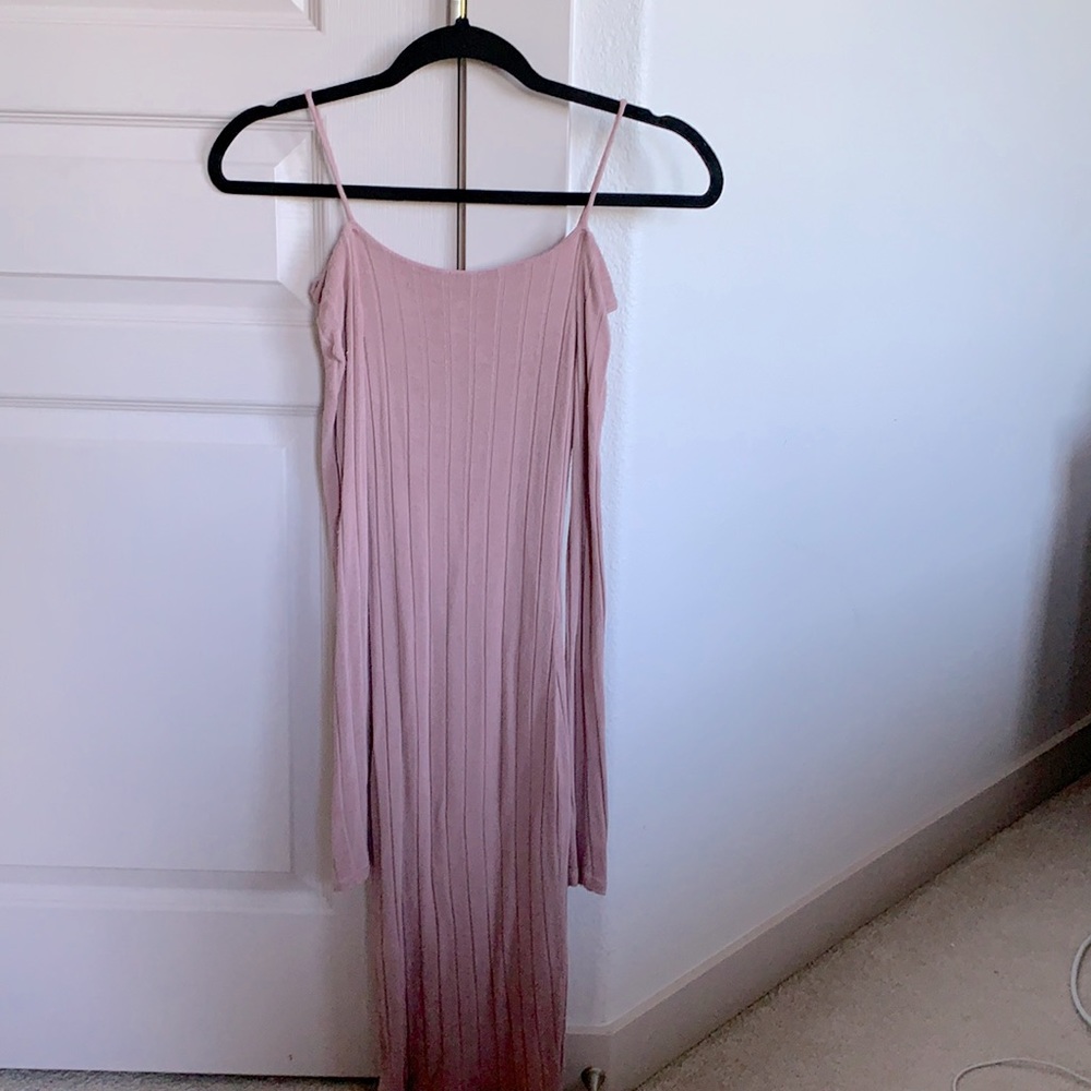 Mauve off the shoulder dress